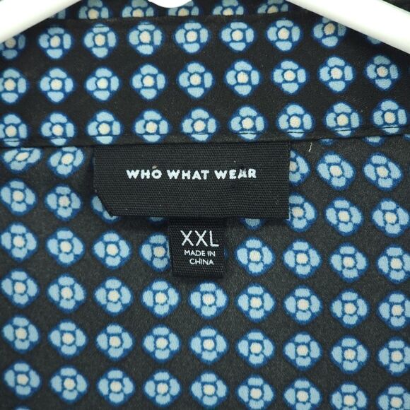 Who What Wear XXL Geometric Print Ruffle Button Down Blouse - Picture 7 of 11